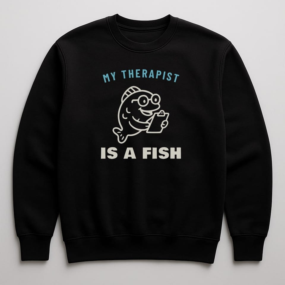 My Therapist Is a Fish sweatshirt, Black