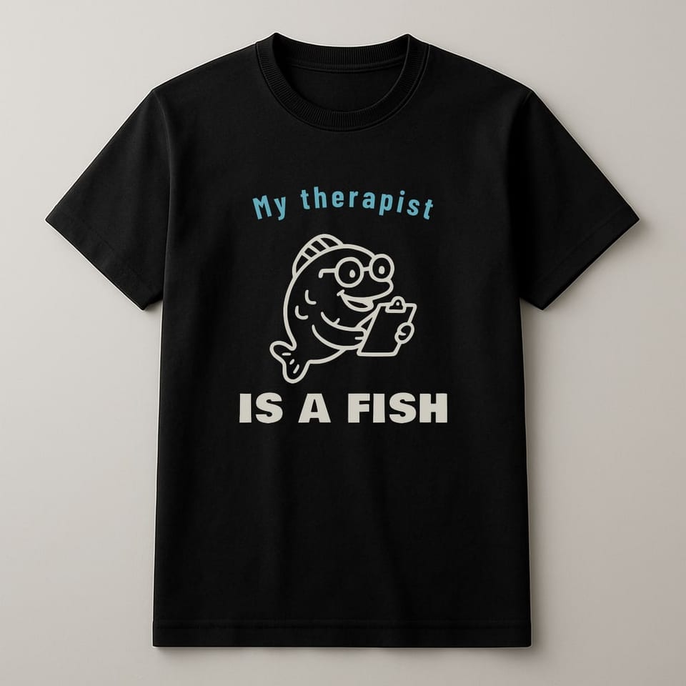 My Therapist Is a Fish tee, Black