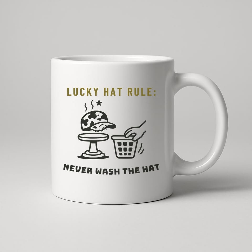 Never Wash the Lucky Hat mug, White