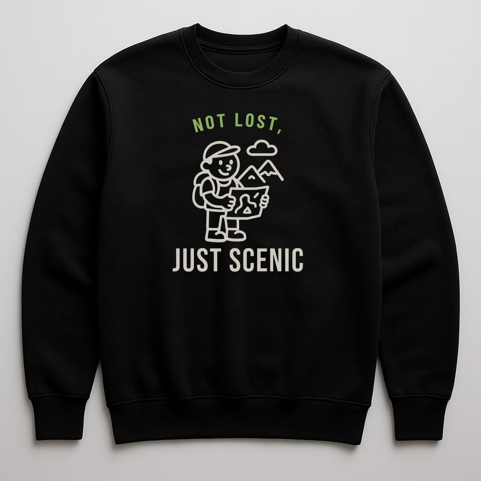 Not Lost, Just Scenic sweatshirt, Black
