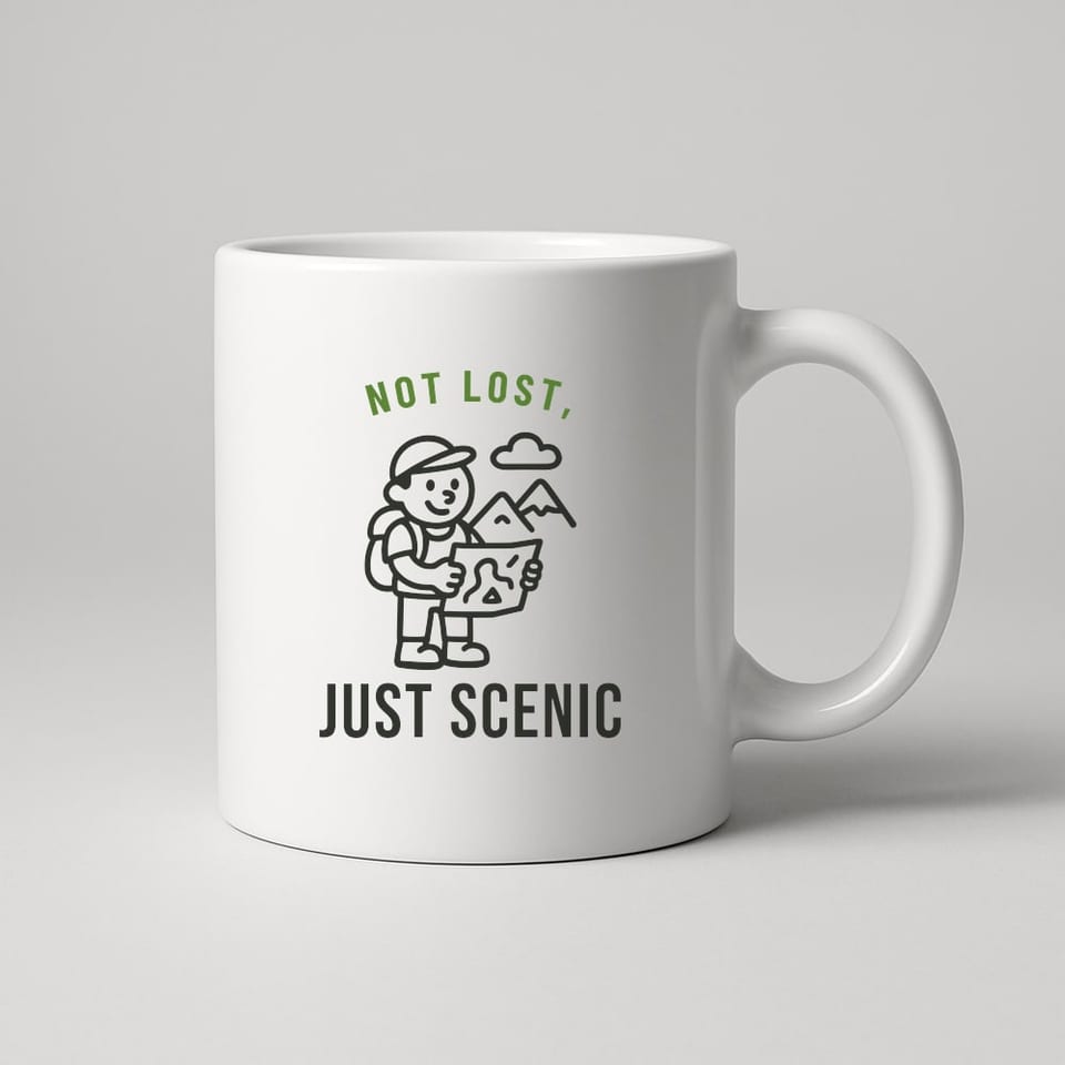 Not Lost, Just Scenic mug, White