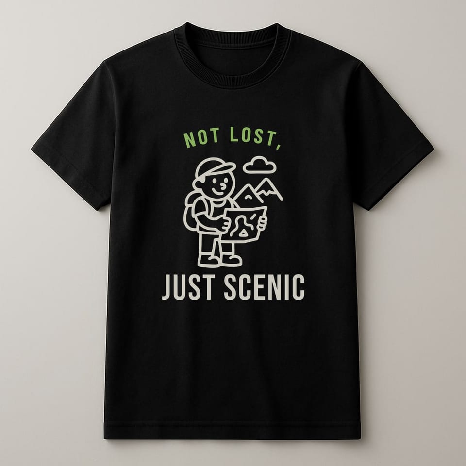 Not Lost, Just Scenic tee, Black