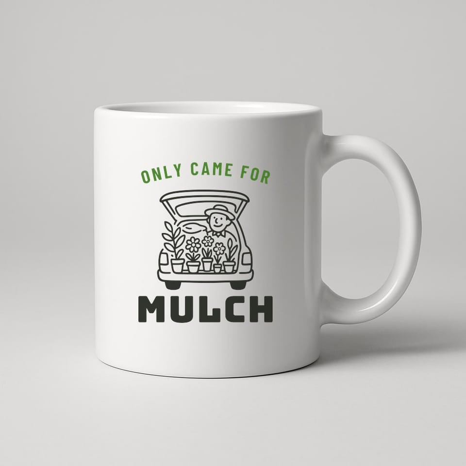 Only Came for Mulch mug, White