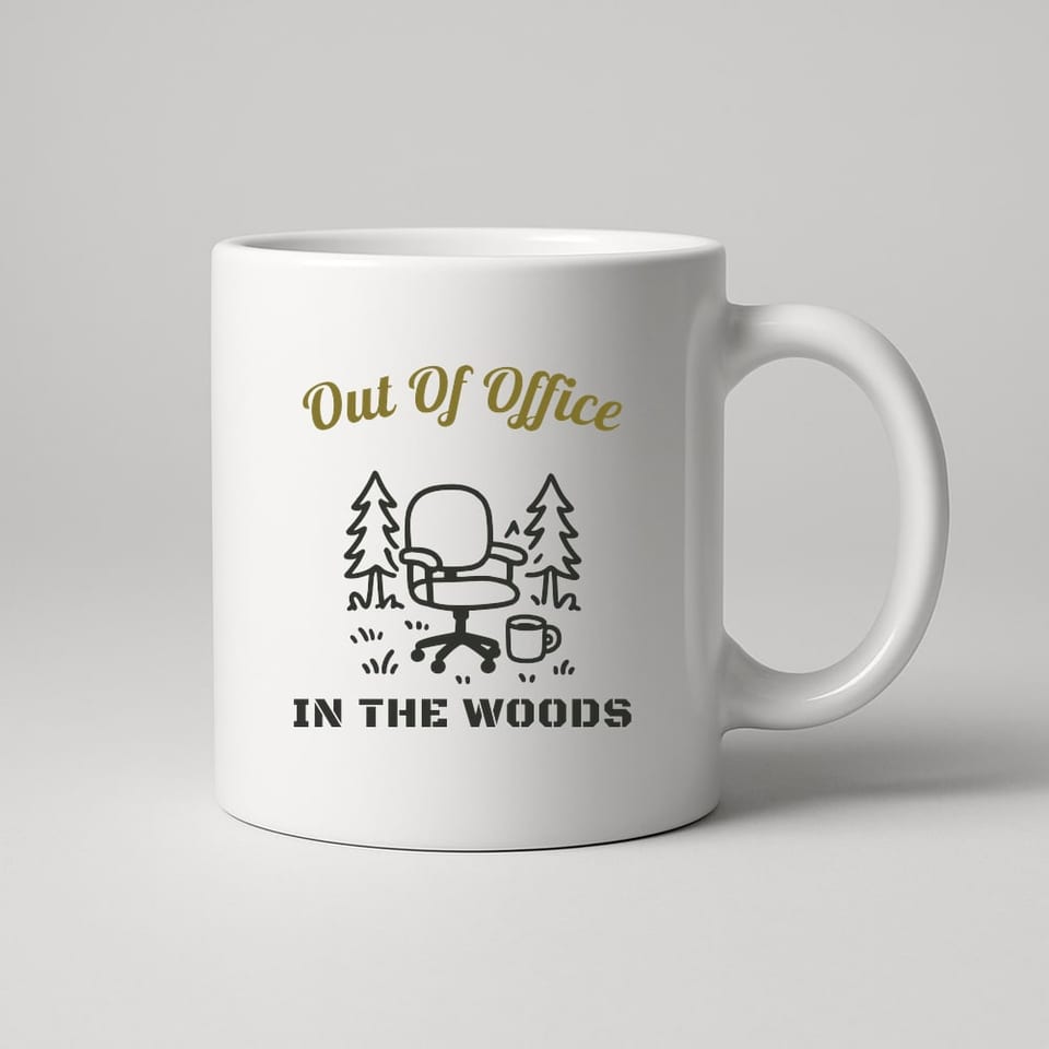 Out of Office. In the Woods. mug, White