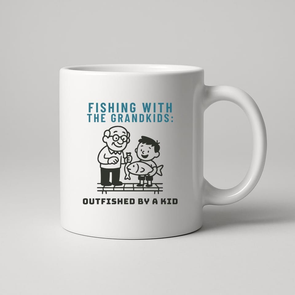 Outfished by a Kid mug, White