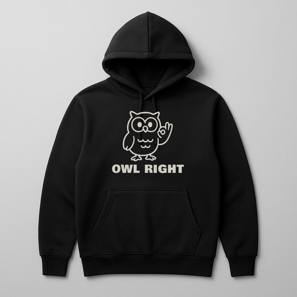 Owl Right hoodie, Black