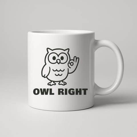 Owl Right mug, White