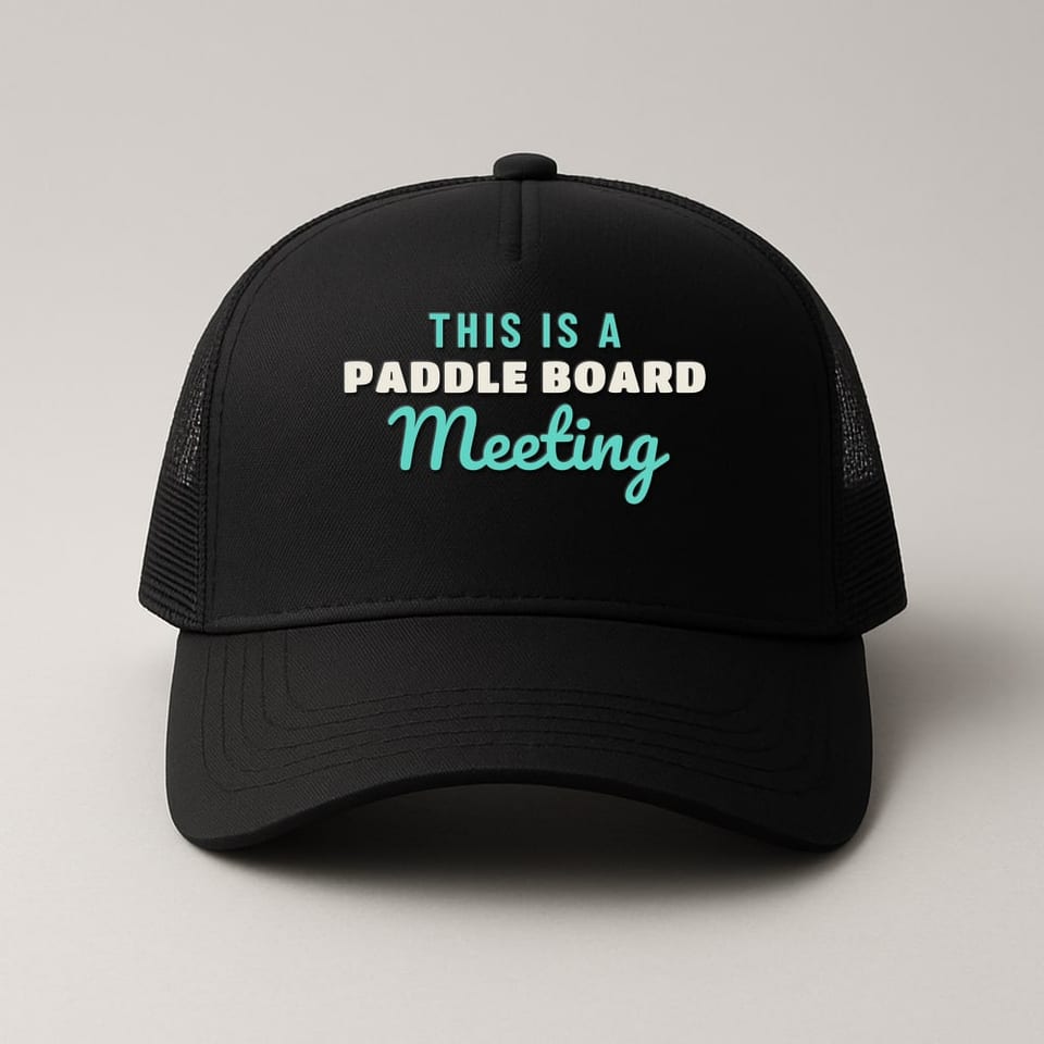 This Is a Paddle Board Meeting trucker hat, Black