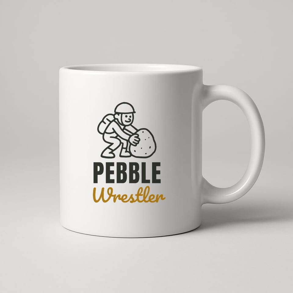 Pebble Wrestler mug, White