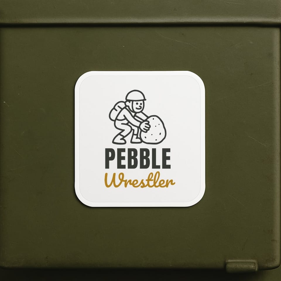 Pebble Wrestler sticker, White