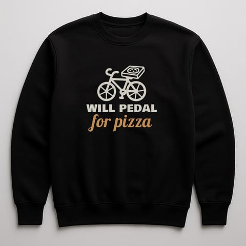 Will Pedal for Pizza sweatshirt, Black
