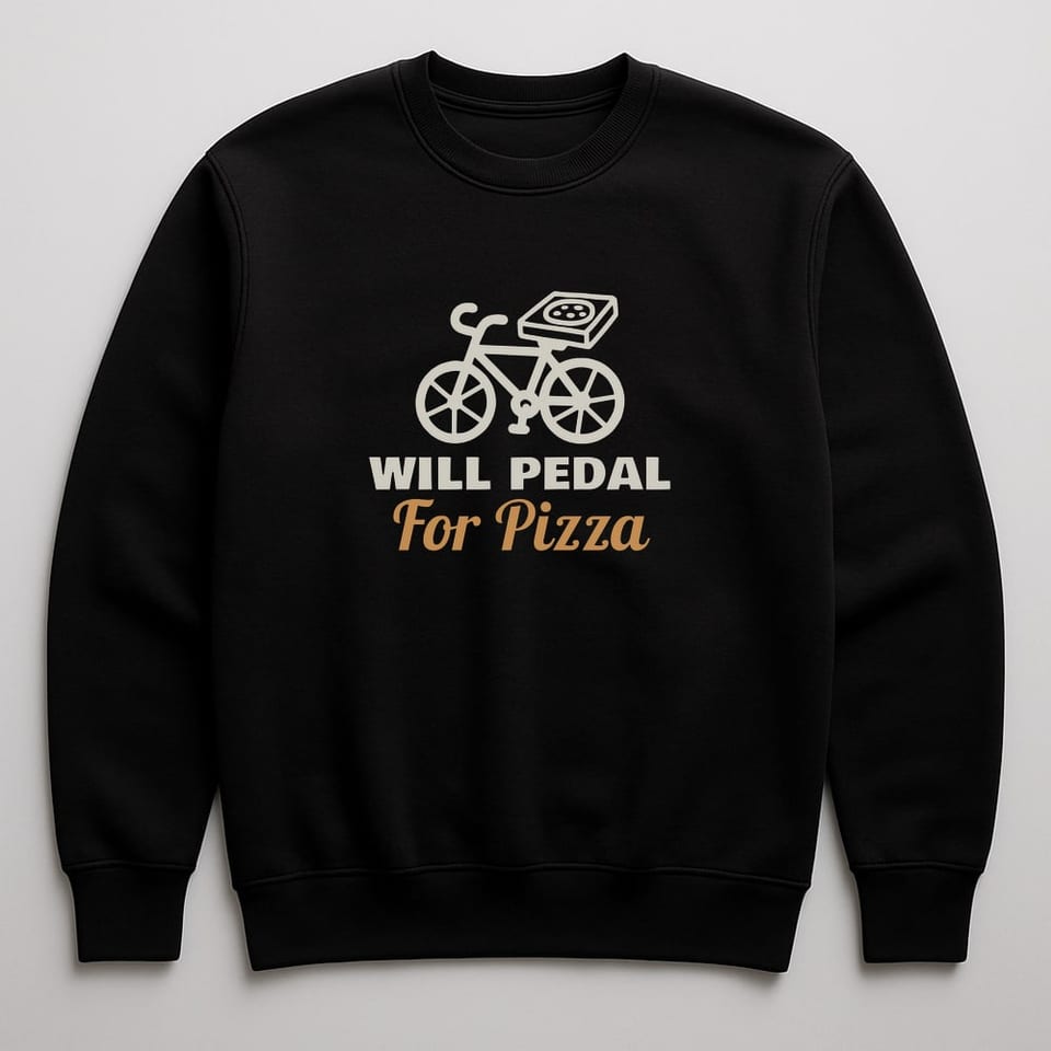 Will Pedal for Pizza sweatshirt, Black