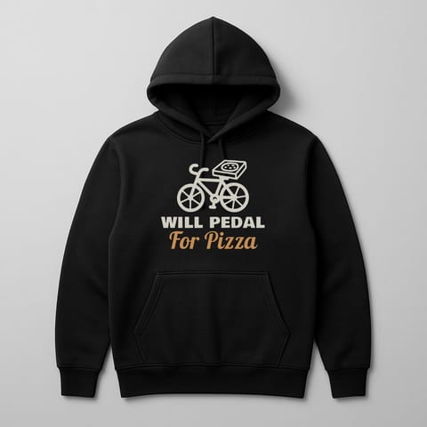Will Pedal for Pizza hoodie, Black