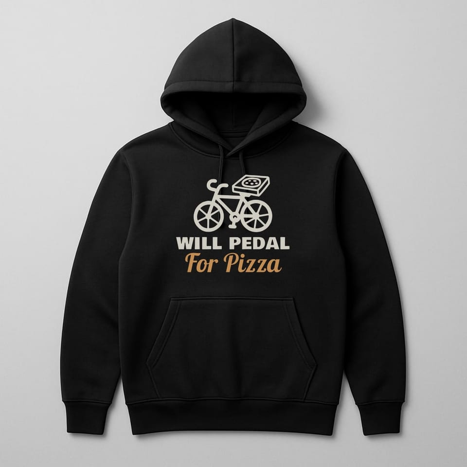 Will Pedal for Pizza hoodie, Black