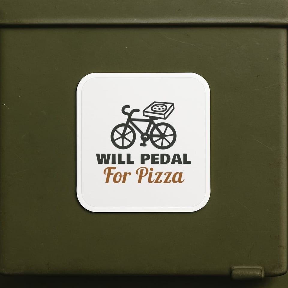Will Pedal for Pizza sticker, White