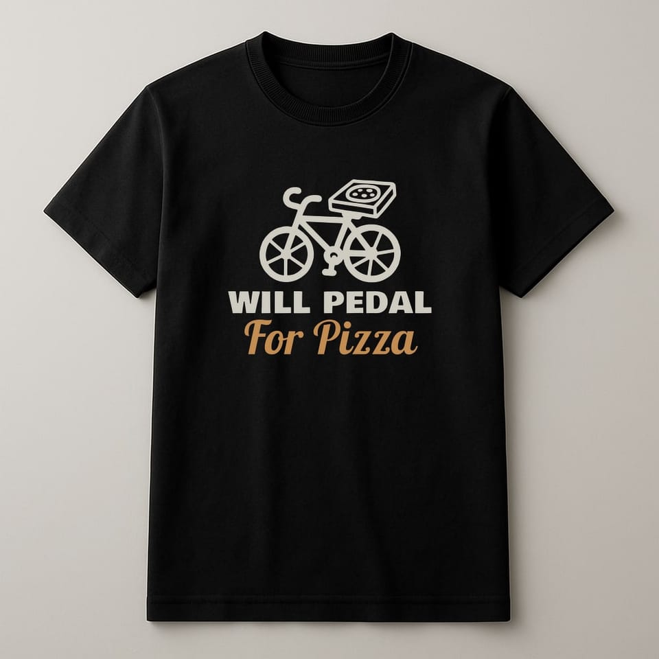 Will Pedal for Pizza tee, Black