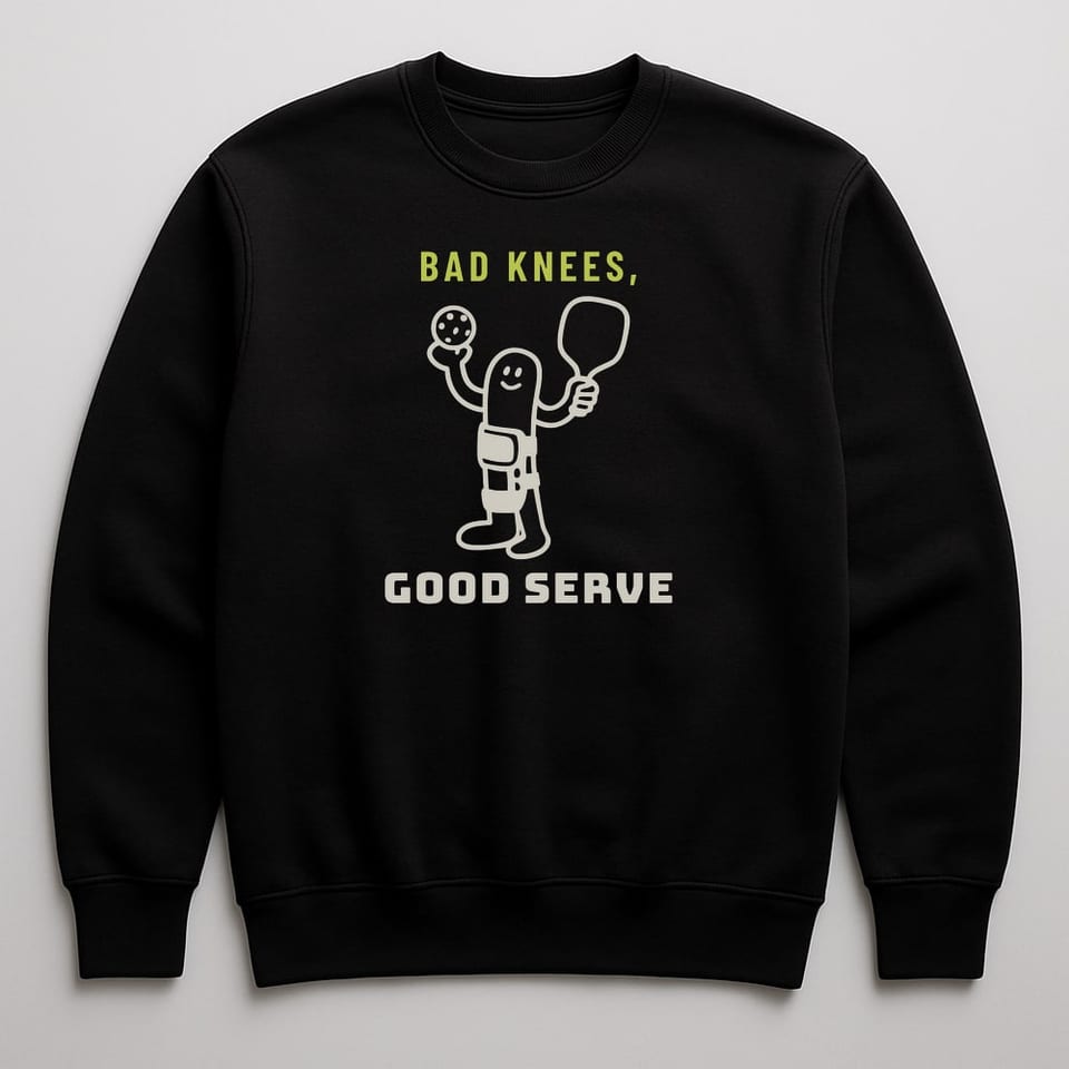 Bad Knees, Good Serve sweatshirt, Black