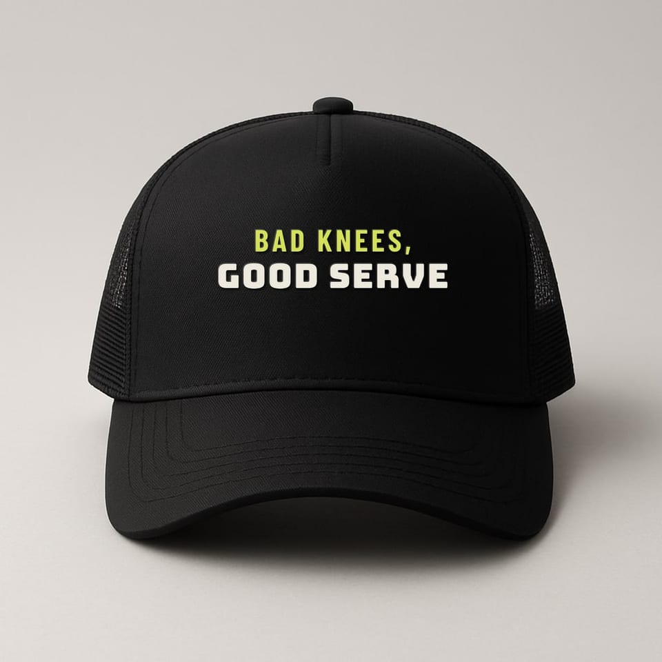 Bad Knees, Good Serve trucker hat, Black