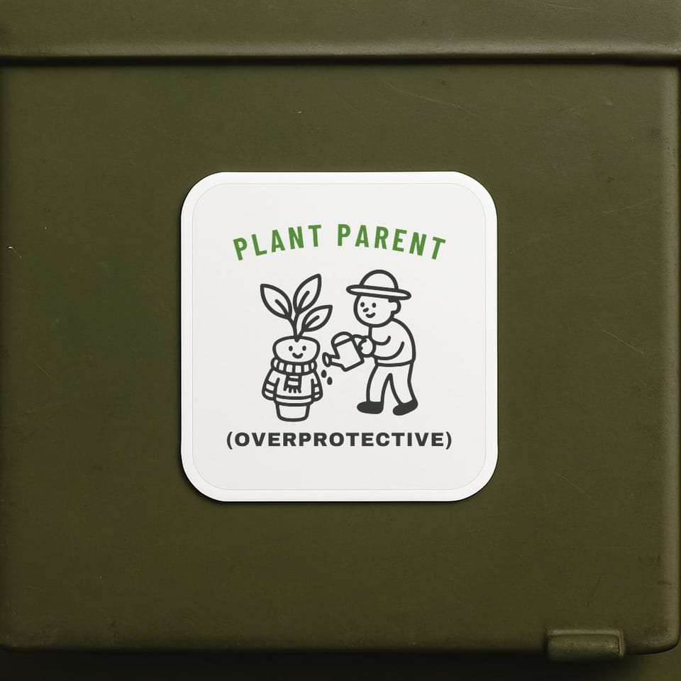 Plant Parent (Overprotective) sticker, White