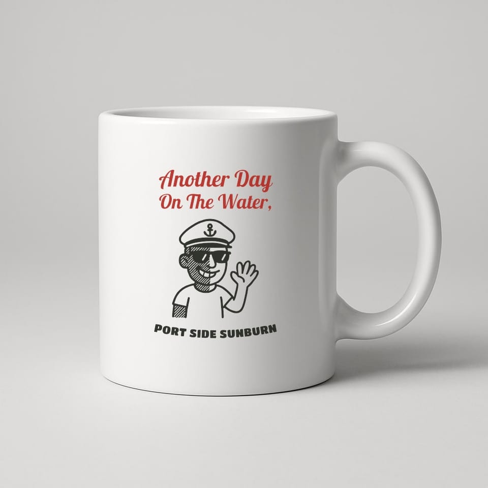 Port Side Sunburn mug, White