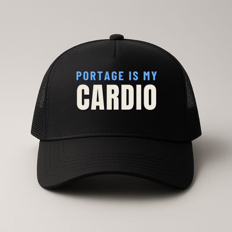 Portage Is My Cardio trucker hat, Black