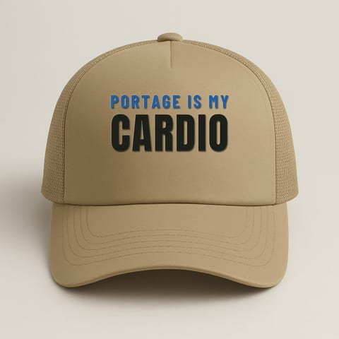 Portage Is My Cardio trucker hat, Khaki