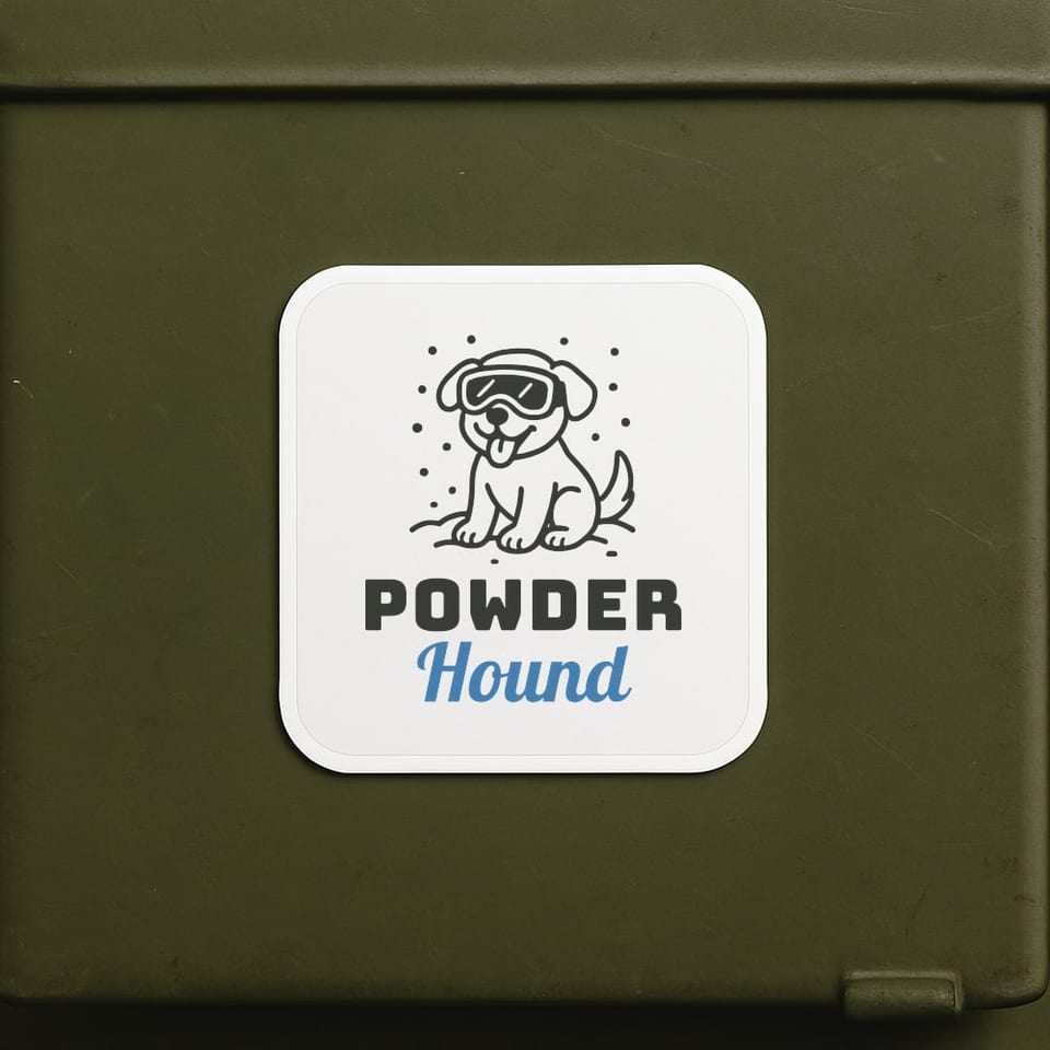 Powder Hound sticker, White