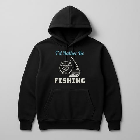 I’d Rather Be Fishing hoodie, Black