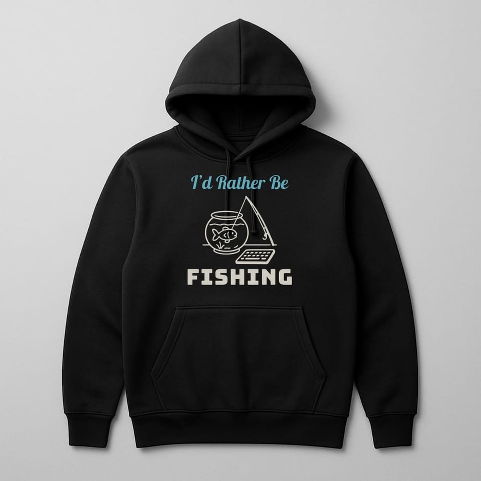 I’d Rather Be Fishing hoodie, Black