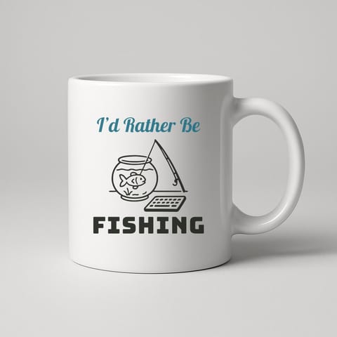 I’d Rather Be Fishing mug, White