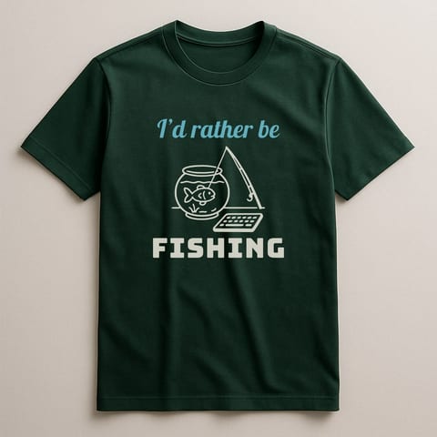 I’d Rather Be Fishing tee, Forest