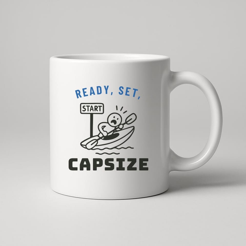 Ready, Set, Capsize mug, White