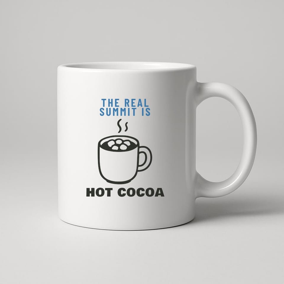 The Real Summit Is Hot Cocoa mug, White