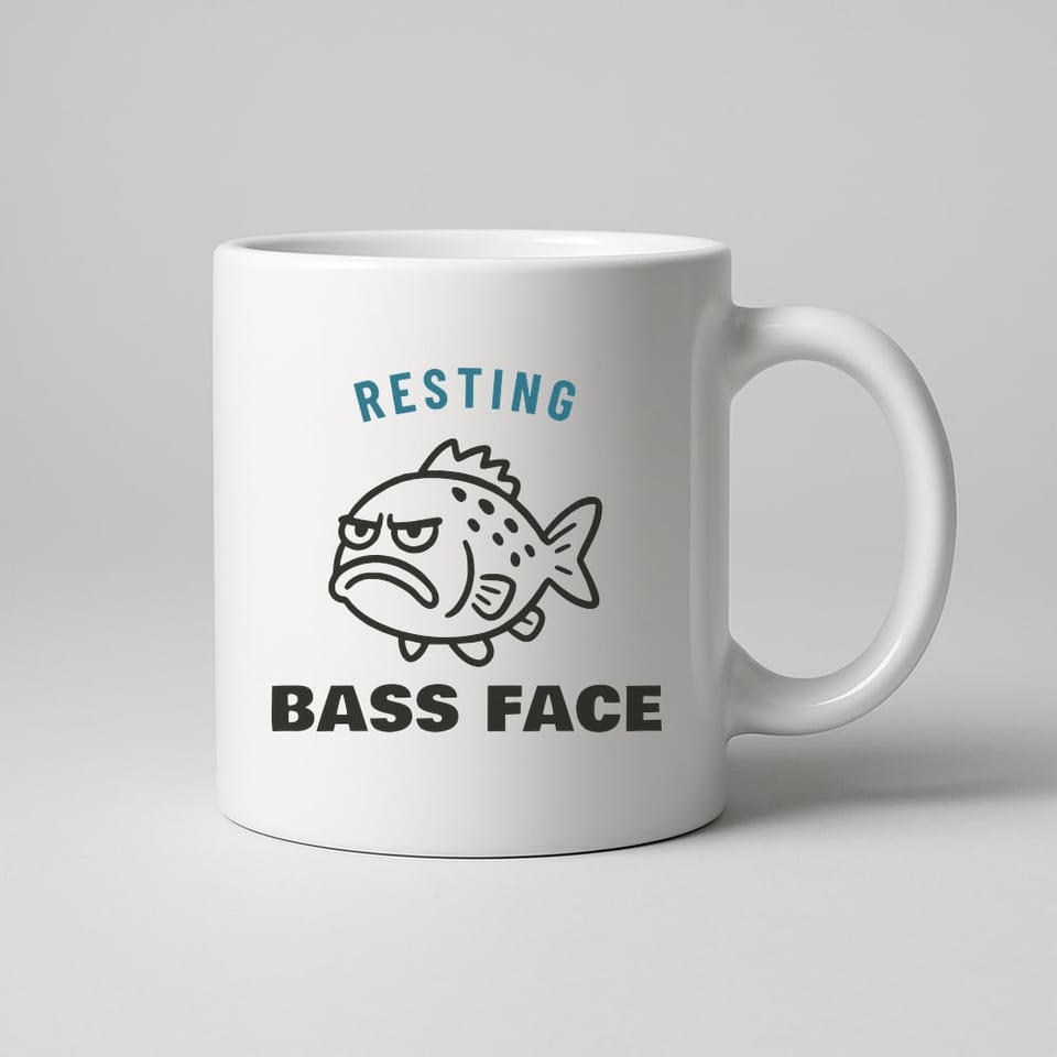 Resting Bass Face mug, White