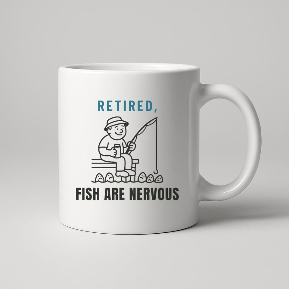 Retired, The Fish Are Nervous mug, White