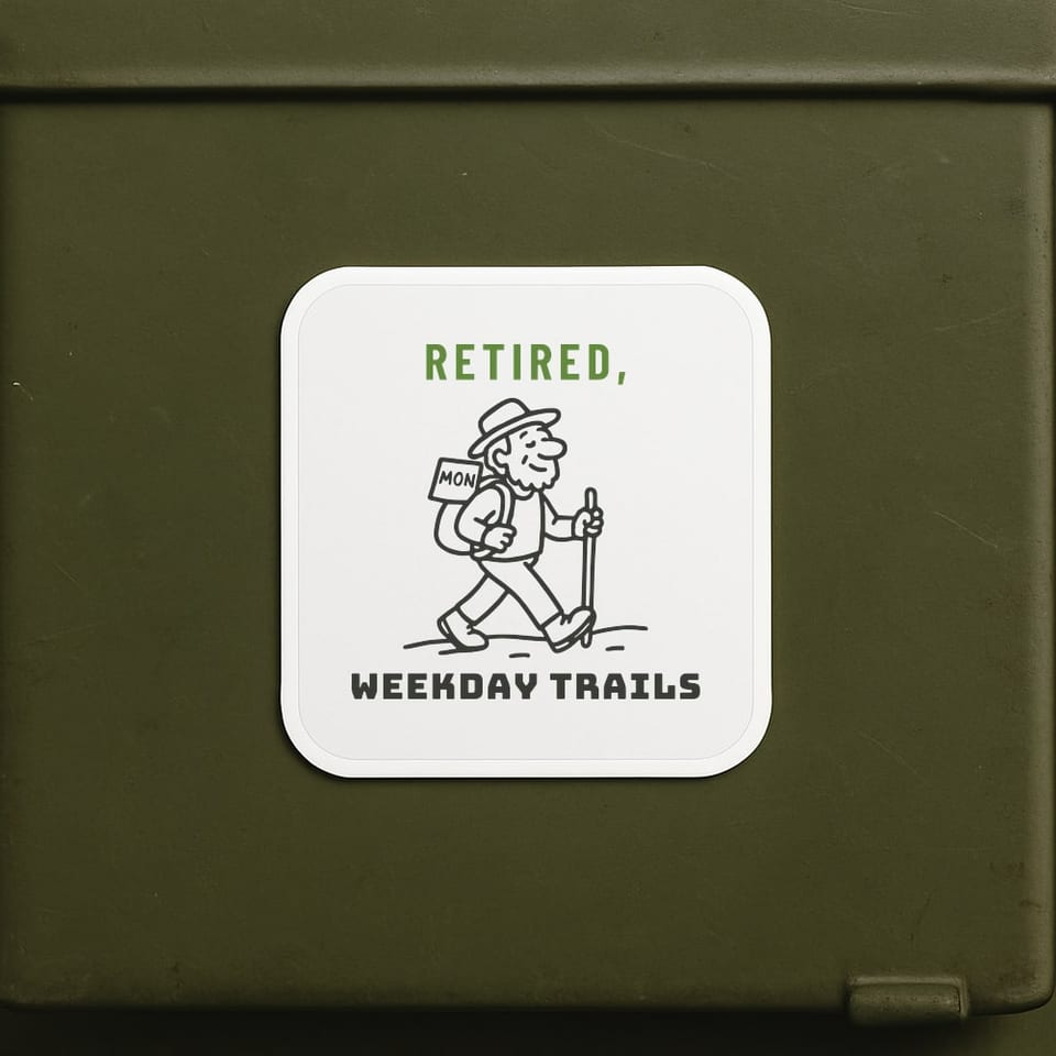 Retired, Weekday Trails sticker, White