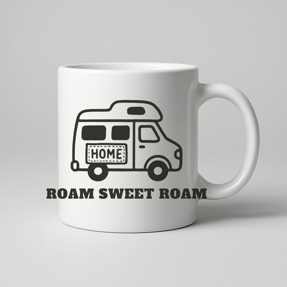 Roam Sweet Roam mug, White