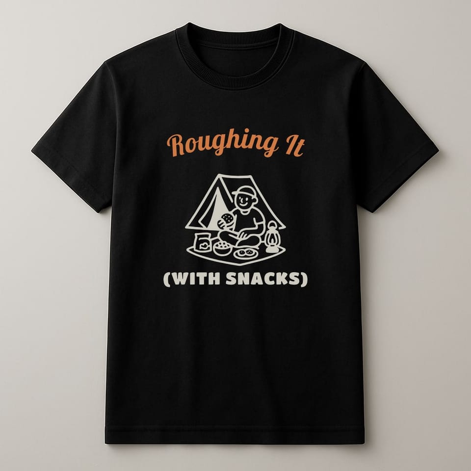 Roughing It (With Snacks) tee, Black