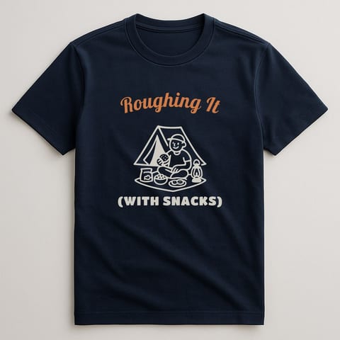 Roughing It (With Snacks) tee, Navy