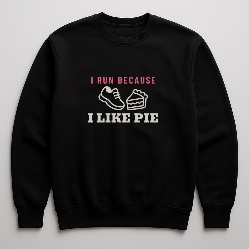 I Run Because I Like Pie sweatshirt, Black