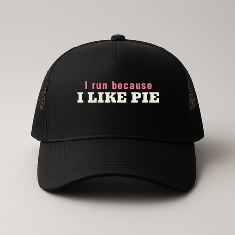 I Run Because I Like Pie trucker hat, Black