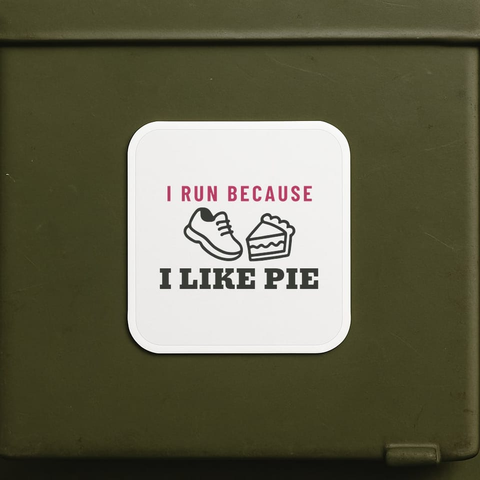 I Run Because I Like Pie sticker, White