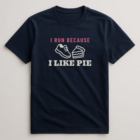 I Run Because I Like Pie tee, Navy