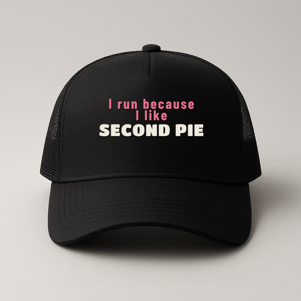 I Run Because I Like Second Pie trucker hat, Black