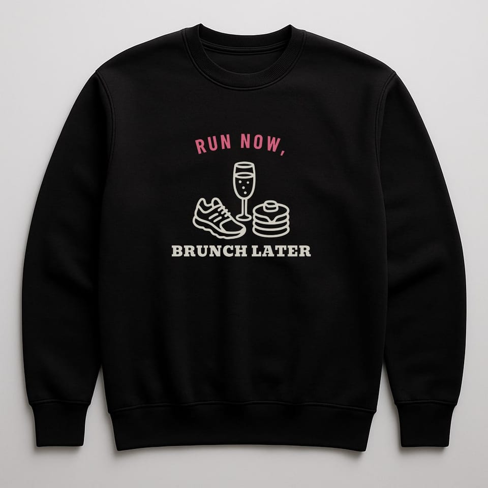 Run Now, Brunch Later sweatshirt, Black
