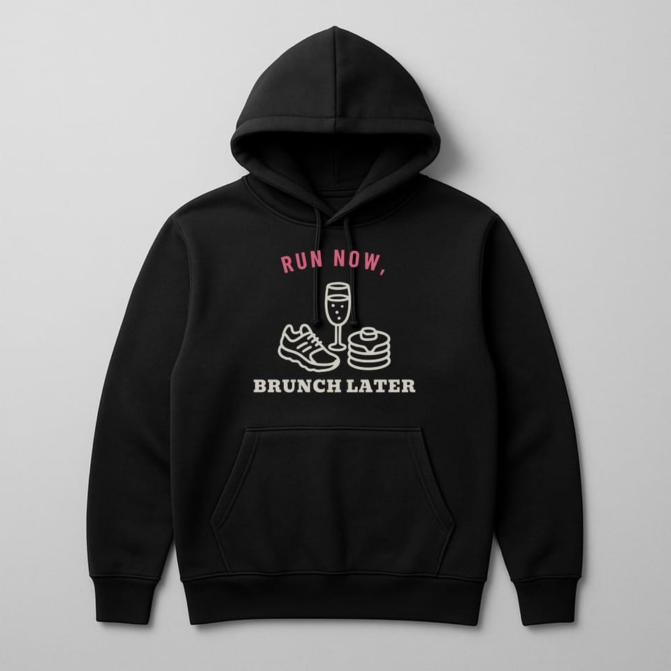 Run Now, Brunch Later hoodie, Black