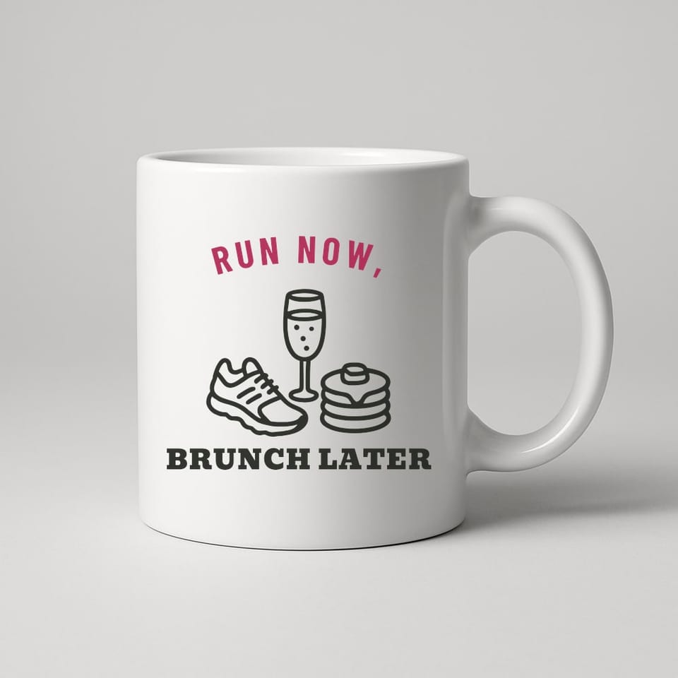 Run Now, Brunch Later mug, White
