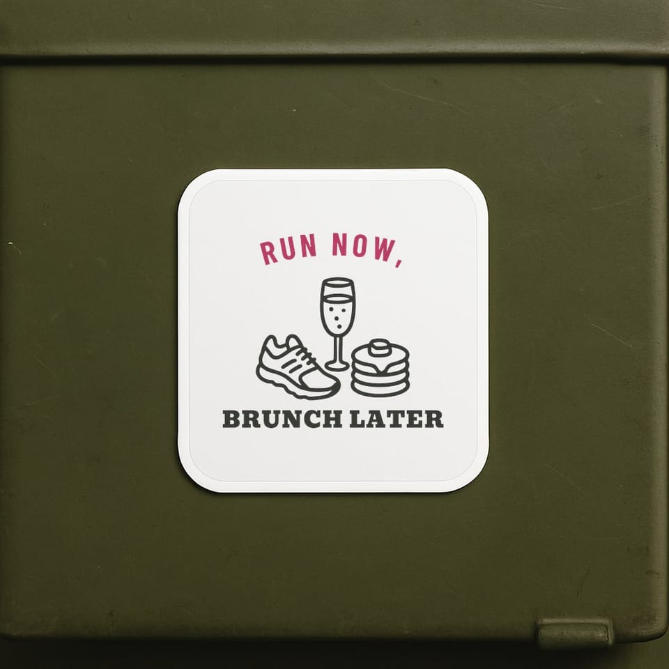 Run Now, Brunch Later sticker, White
