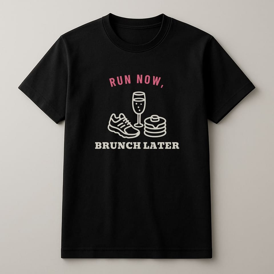 Run Now, Brunch Later tee, Black
