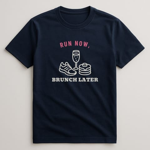 Run Now, Brunch Later tee, Navy